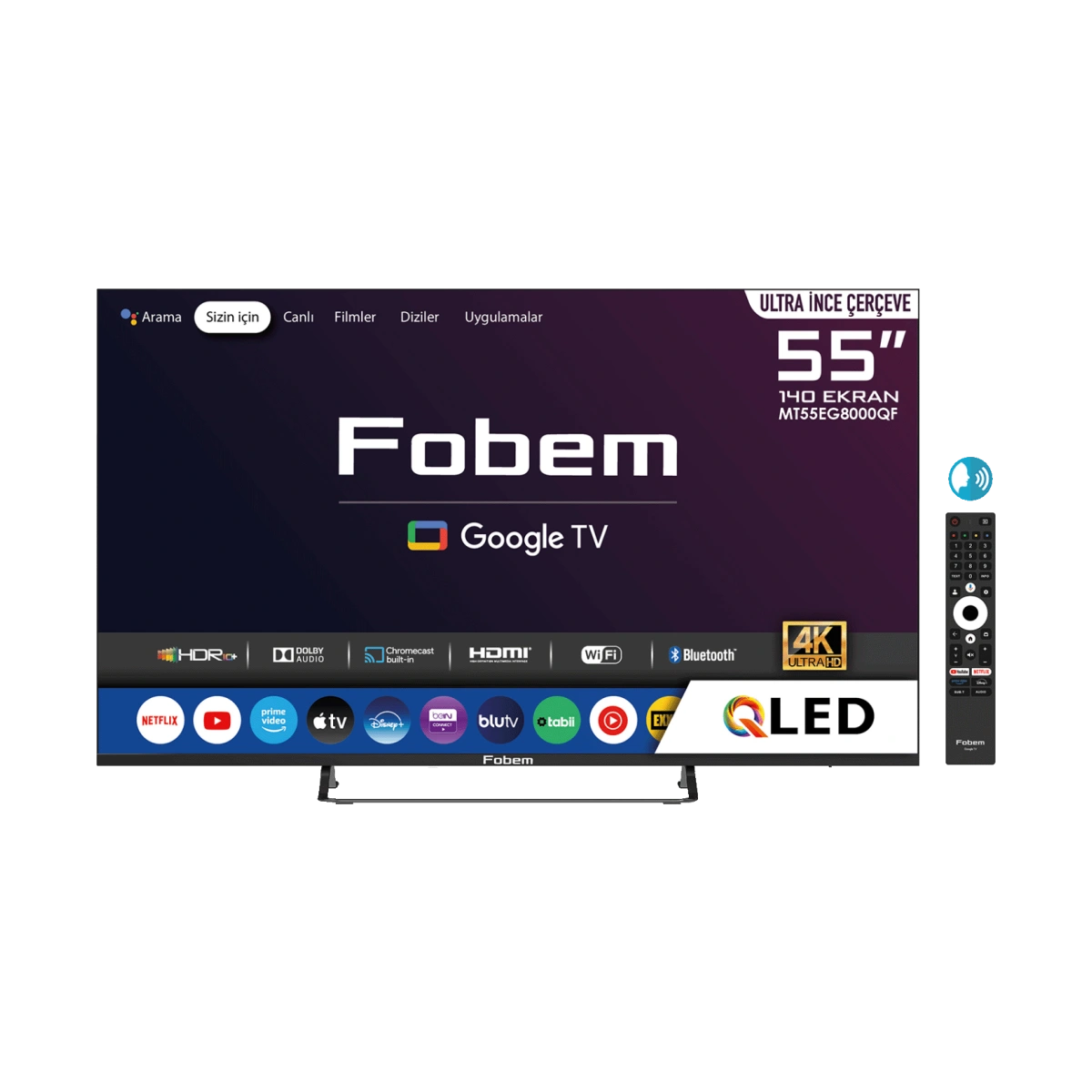 Fobem Televizor Smart QLED 4K UltraHD 55", Google TV - MT55EG8000QF