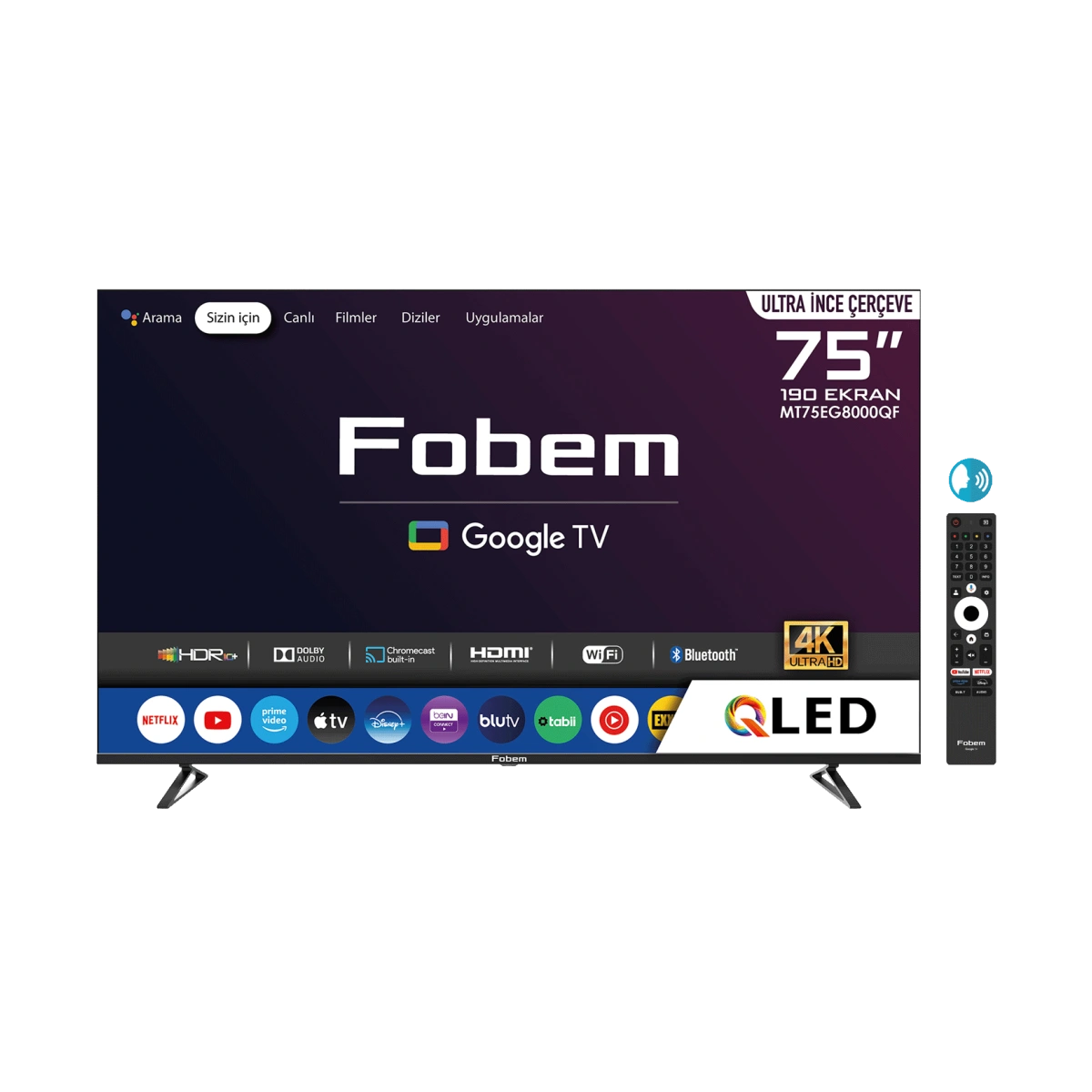 Fobem Televizor Smart QLED 4K UltraHD 75", Google TV - MT75EG8000QF