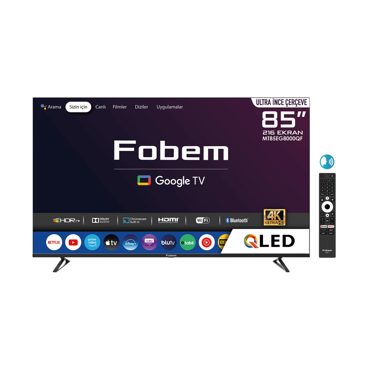 Fobem Televizor Smart QLED 4K UltraHD 85", Google TV - MT85EG8000QF