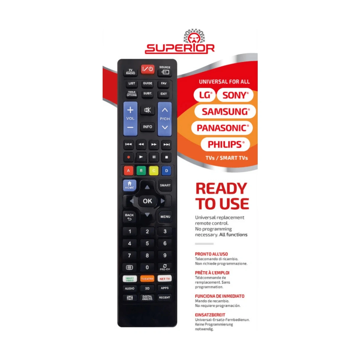 Daljinski upravljač Superior Ready5 Smart Extended LG/Samsung/Sony/Philips/Panasonic Crni